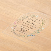 Invitations En Acrylique aquarelle fleur sauvage couronne fleurie mariage a (Poser)