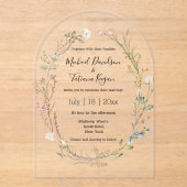 Invitations En Acrylique aquarelle fleur sauvage couronne fleurie mariage a (Recto)