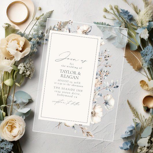 Invitations En Acrylique Aquarelle Fleur sauvage délicate ID1102