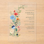 Invitations En Acrylique Aquarelle Fleur sauvage Rustique Chic Garden Maria (Recto)
