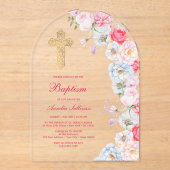 Invitations En Acrylique Aquarelle Fleurs Arch Baptism (Recto)