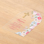 Invitations En Acrylique Aquarelle Fleurs Arch Baptism (Poser)