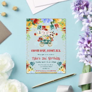 Invitations En Acrylique Aquarelle Fleurs Cirque Animaux Anniversaires de e