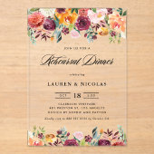 Invitations En Acrylique Aquarelle Fleurs d'automne Dîner de répétition Gar (Recto)