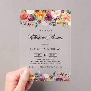 Invitations En Acrylique Aquarelle Fleurs d'automne Garland Rehearer Brunch