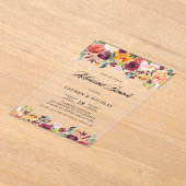 Invitations En Acrylique Aquarelle Fleurs d'automne Garland Rehearer Brunch (Poser)