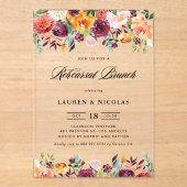 Invitations En Acrylique Aquarelle Fleurs d'automne Garland Rehearer Brunch (Recto)