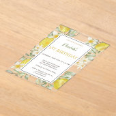 Invitations En Acrylique Aquarelle Fleurs de citrons Anniversaire (Poser)
