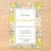 Invitations En Acrylique Aquarelle Fleurs de citrons Anniversaire (Recto)