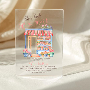 Invitations En Acrylique Aquarelle Fleurs de Marché Fraîches pour une Baby