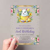 Invitations En Acrylique Aquarelle Fleurs de printemps du lapin de Pâques A (In situ (ordinateur de poche))