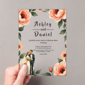 Invitations En Acrylique Aquarelle Floral Blush Rose Bride et Mariage de ch (In situ (ordinateur de poche))