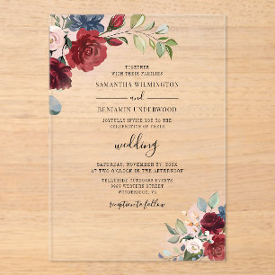 Invitations En Acrylique Aquarelle Floral Mariage