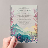 Invitations En Acrylique Aquarelle Floral Spring Mountains Mariage (In situ (ordinateur de poche))