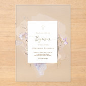 Invitations En Acrylique aquarelle florale Baptême (Recto)