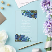 Invitations En Acrylique Aquarelle Florale Bleue Moderne Mariage élégant (Insitu (Mariage))