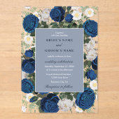 Invitations En Acrylique Aquarelle Florale Bleue Moderne Mariage élégant (Recto)