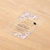 Invitations En Acrylique Aquarelle florale Dusty Blush Gold Graduation (Poser)
