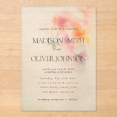 Invitations En Acrylique Aquarelle florale Élégant Mariage clair (Recto)