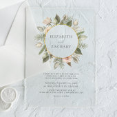 Invitations En Acrylique Aquarelle florale ivoire Mariage du cercle d'or