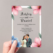 Invitations En Acrylique Aquarelle Florale Mariée Et Mariage D'Été Groom (In situ (ordinateur de poche))