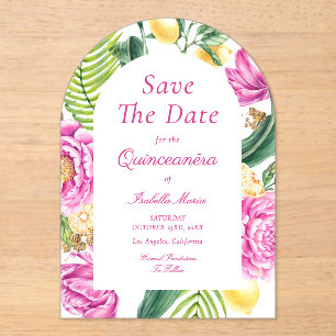 Invitations En Acrylique Aquarelle Florale Roses Pivoines Tulipes Quinceañe