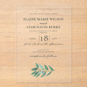 Invitations En Acrylique Aquarelle Foliage Mariage de verdure (Recto)