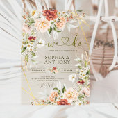 Invitations En Acrylique Aquarelle géométrique Florale moderne en or