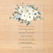 Invitations En Acrylique Aquarelle ivoire Floral Rustique Mariage (Recto)
