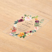 Invitations En Acrylique Aquarelle L'automne fleurit Floral Frame Mariage (Poser)