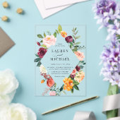 Invitations En Acrylique Aquarelle L'automne fleurit Floral Frame Mariage (Insitu (Mariage))