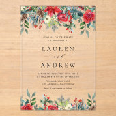Invitations En Acrylique Aquarelle L'hiver fleurit Mariage botanique (Recto)