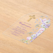 Invitations En Acrylique Aquarelle Lilac Fleurs Arch Confirmation (Poser)
