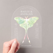 Invitations En Acrylique Aquarelle Luna Moth Mariage (In situ (ordinateur de poche))
