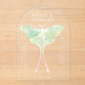 Invitations En Acrylique Aquarelle Luna Moth Mariage (Recto)