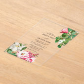 Invitations En Acrylique Aquarelle Magnolia Fleurs Mariage (Poser)