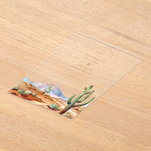 Invitations En Acrylique Aquarelle Mariage paysage du désert de Cactus (Poser)