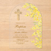 Invitations En Acrylique Aquarelle Mimosa Arch Baptême (Recto)