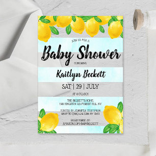 Invitations En Acrylique Aquarelle moderne Baby shower citronnier