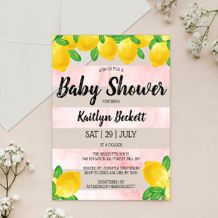 Invitations En Acrylique Aquarelle moderne Baby shower citronnier