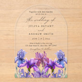 Invitations En Acrylique Aquarelle moderne Iris script floral mariage (Recto)