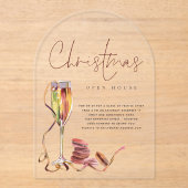 Invitations En Acrylique Aquarelle moderne Open House Noël acrylique (Recto)