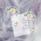 Invitations En Acrylique Aquarelle moderne rose Fleurs blanches Arch Mariag