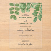 Invitations En Acrylique Aquarelle moderne vert émeraude Mariage vert émera (Recto)