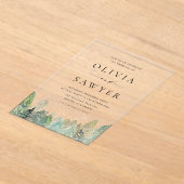 Invitations En Acrylique Aquarelle Neige Forêt À feuillage persistant Maria (Poser)