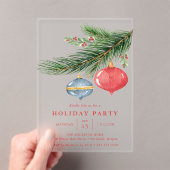 Invitations En Acrylique Aquarelle Noël Ornements Pine Fête (In situ (ordinateur de poche))
