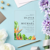 Invitations En Acrylique Aquarelle Oiseaux du Paradis Mariage tropical (Insitu (Mariage))