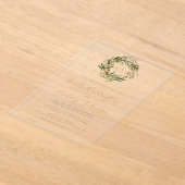 Invitations En Acrylique Aquarelle Olive Wreath Green Gold Mariage (Poser)