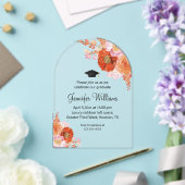 Invitations En Acrylique aquarelle orangé fleurie arc de graduation (Insitu (Mariage))
