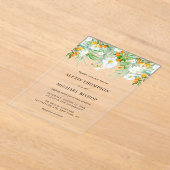 Invitations En Acrylique Aquarelle Orchidées blanches et Mariage Kumquats (Poser)